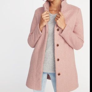 Old navy mock neck boucle jacket, light pink.